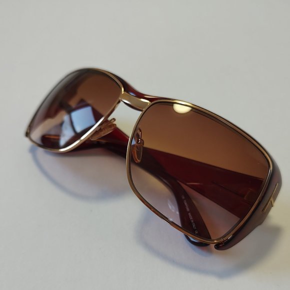 Tom Ford KELLAN Sunglasses Plastic TF 90  Gold T Logo Burgundy Brown Red main image 7